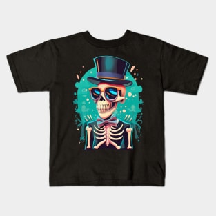 Skeleton in Top Hat and Sunglasses: The Coolest Skull in Town Kids T-Shirt